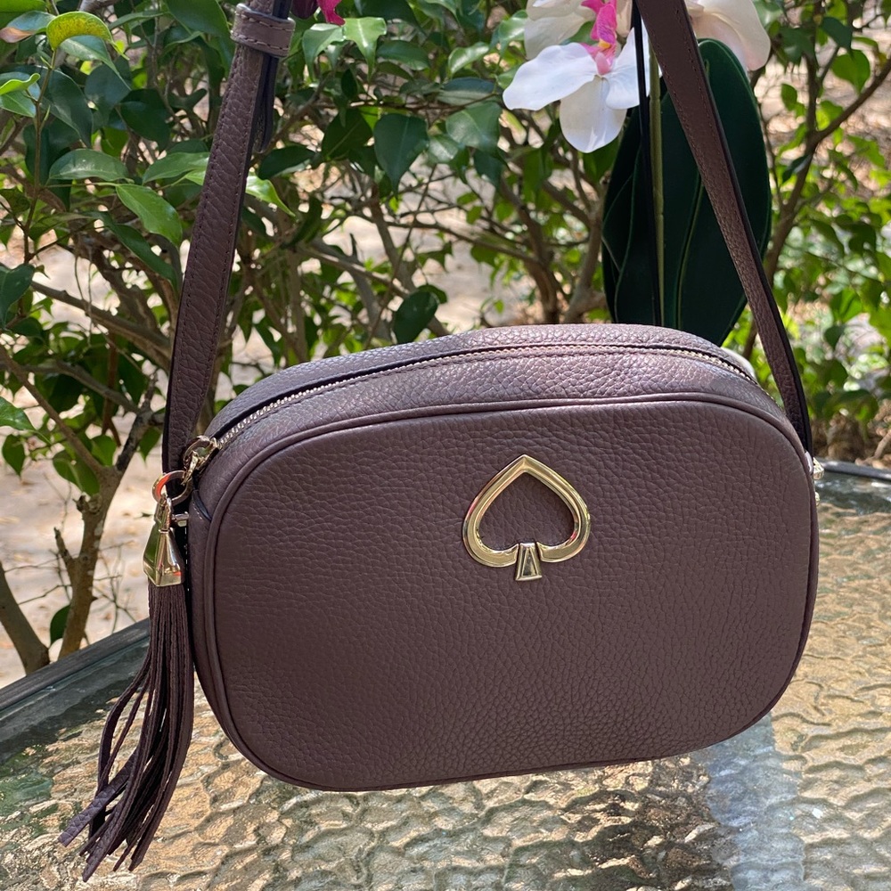 Kate Spade Purple Spade Logo Leather Crossbody - Picture 1 of 16